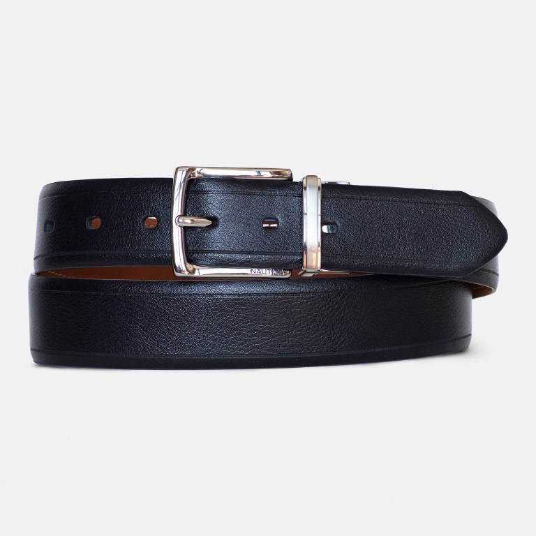 Black Men\'s Nautica Reversible Pebbled Belts | figX67jj