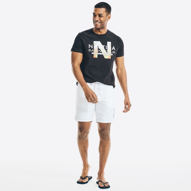 Black Men's Nautica Sustainably Crafted Sailing Club Graphic T Shirts | qK5K48R6