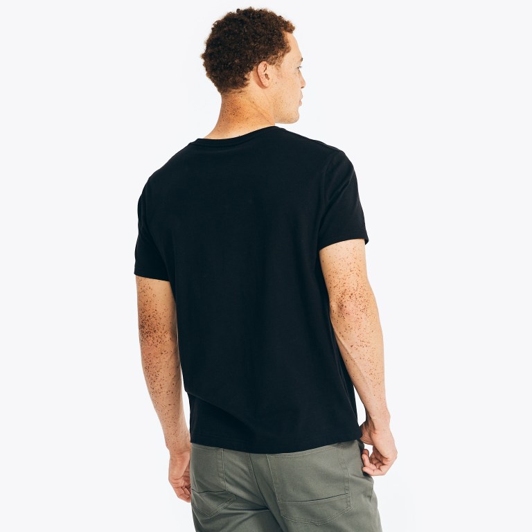 Black Men's Nautica Sustainably Crafted Yacht Logo Graphic T Shirts | xA0yAXQA