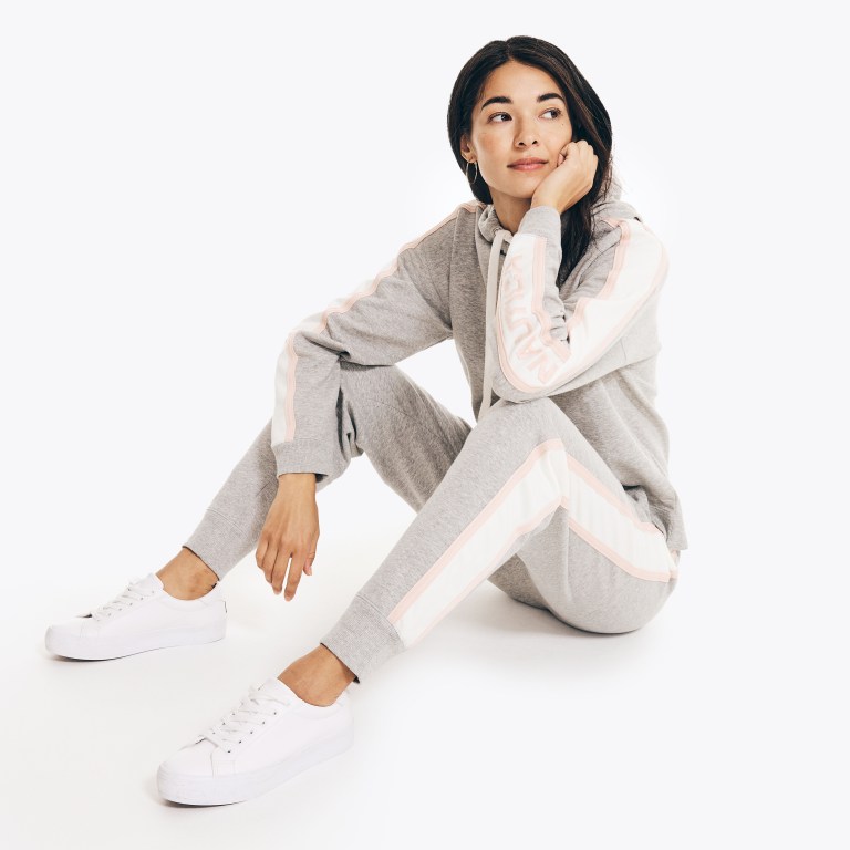 Black Women's Nautica Colorblock Stretch-fleece Jogger Sweatshirts | IPNuE51G