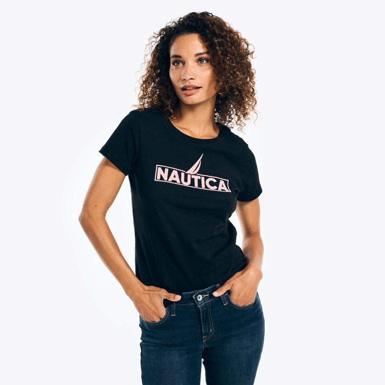 Black Women\'s Nautica Logo Graphic T Shirts | dZFiBCjz