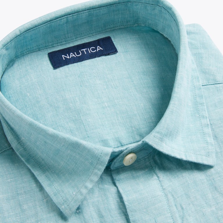Blue Men's Nautica Classic Fit Linen Shirts | HFDR7RzY