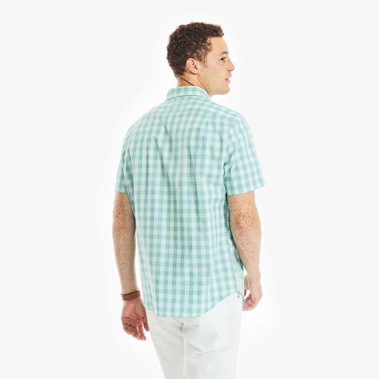 Blue Men's Nautica Plaid Poplin Shirts | a5hXoYIx