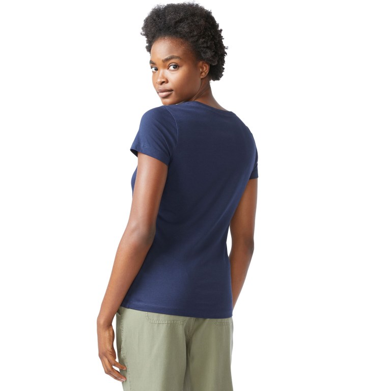 Blue Women's Nautica Solid Crewneck T Shirts | qvqvfN5Z