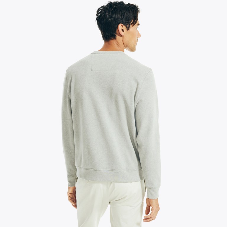 Grey Men's Nautica Logo Crewneck Sweatshirts | 4GVplc6J