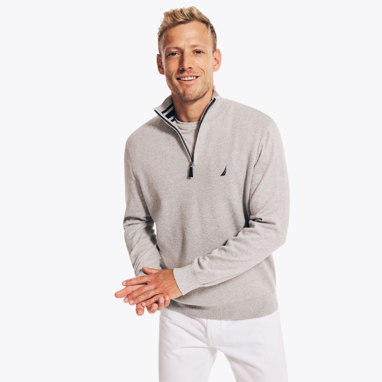 Grey Men\'s Nautica Navtech Quarter-zip Sweaters | gVN3jjjx
