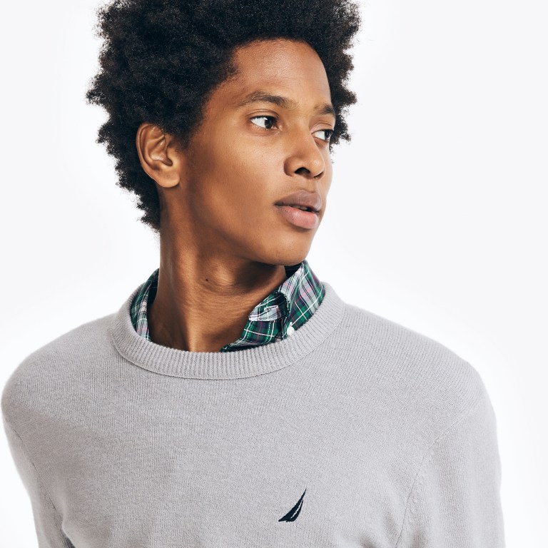 Grey Men's Nautica Sustainably Crafted Crewneck Sweaters | zCt8nwVb