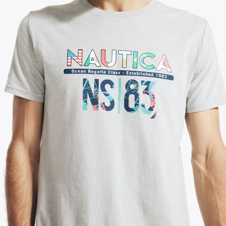 Grey Men's Nautica Sustainably Crafted Ns-83 Graphic T Shirts | bWXnw5iI