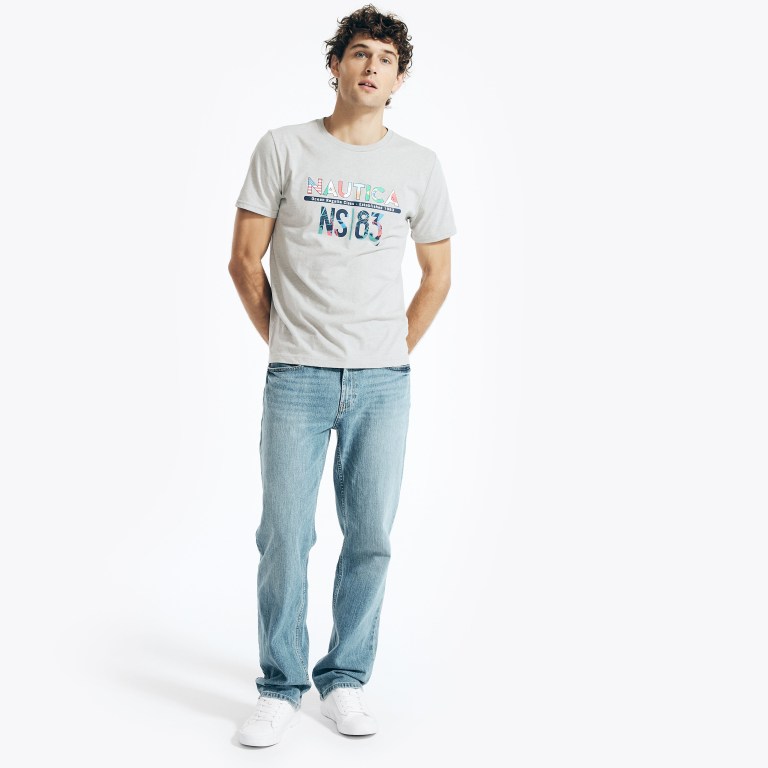 Grey Men's Nautica Sustainably Crafted Ns-83 Graphic T Shirts | bWXnw5iI