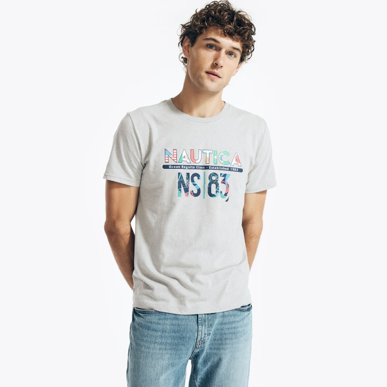 Grey Men\'s Nautica Sustainably Crafted Ns-83 Graphic T Shirts | bWXnw5iI