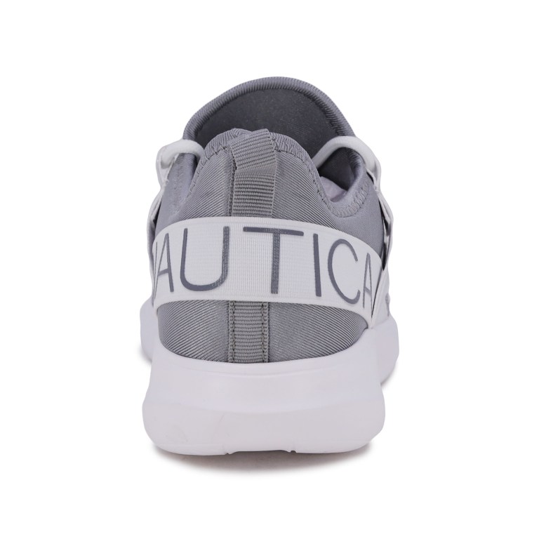 Grey Women's Nautica Logo-strap Mesh Sneakers | 4aORhl4d