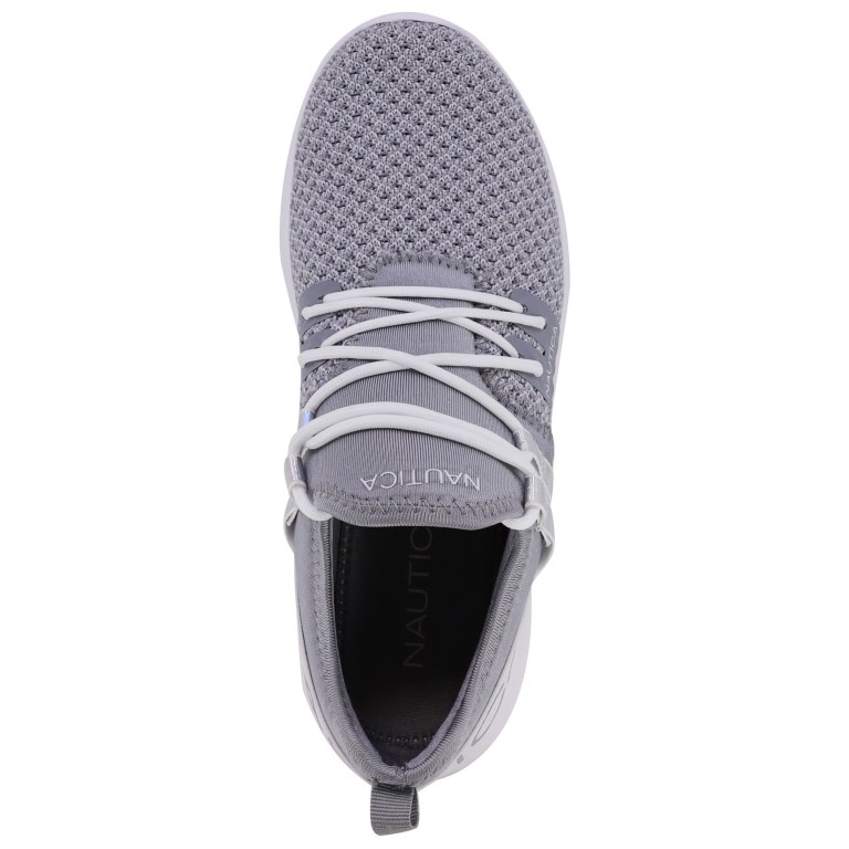 Grey Women's Nautica Logo-strap Mesh Sneakers | 4aORhl4d