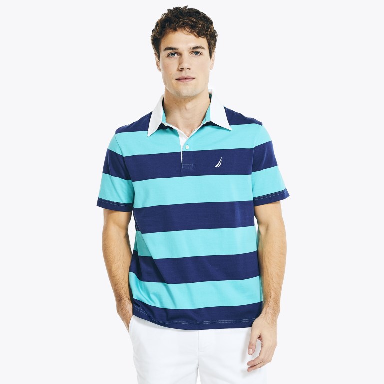 Light Olive Men\'s Nautica Classic Fit Striped Polo Shirts | lNtjneOX