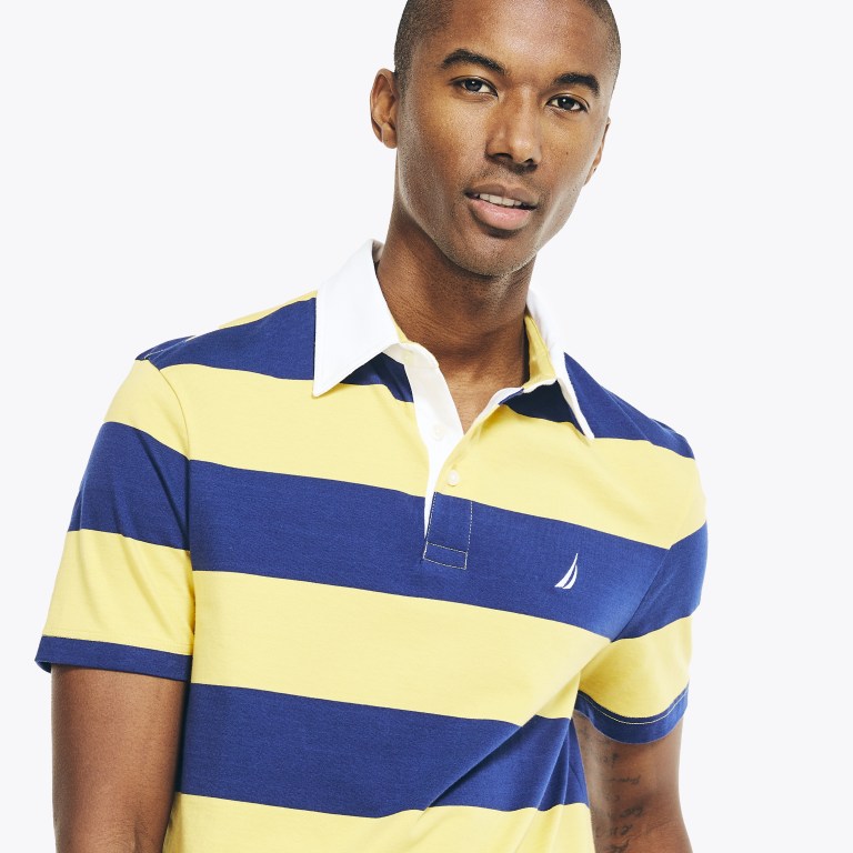 Light Yellow Men's Nautica Classic Fit Striped Polo Shirts | 0bXTomwS