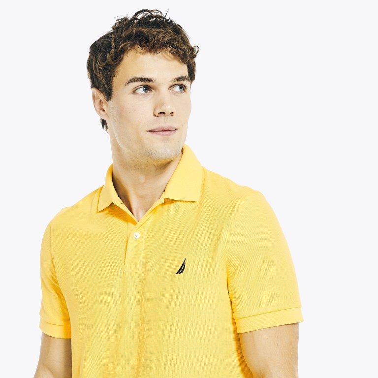 Light Yellow Men's Nautica Sustainably Crafted Deck Polo Shirts | T5l8P9er