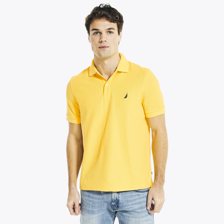 Light Yellow Men\'s Nautica Sustainably Crafted Deck Polo Shirts | T5l8P9er