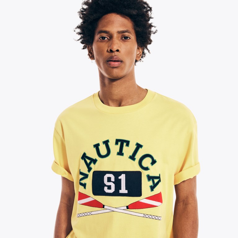Light Yellow Men's Nautica Urban Necessities X Nautica Graphic T Shirts | qz1d3IzU