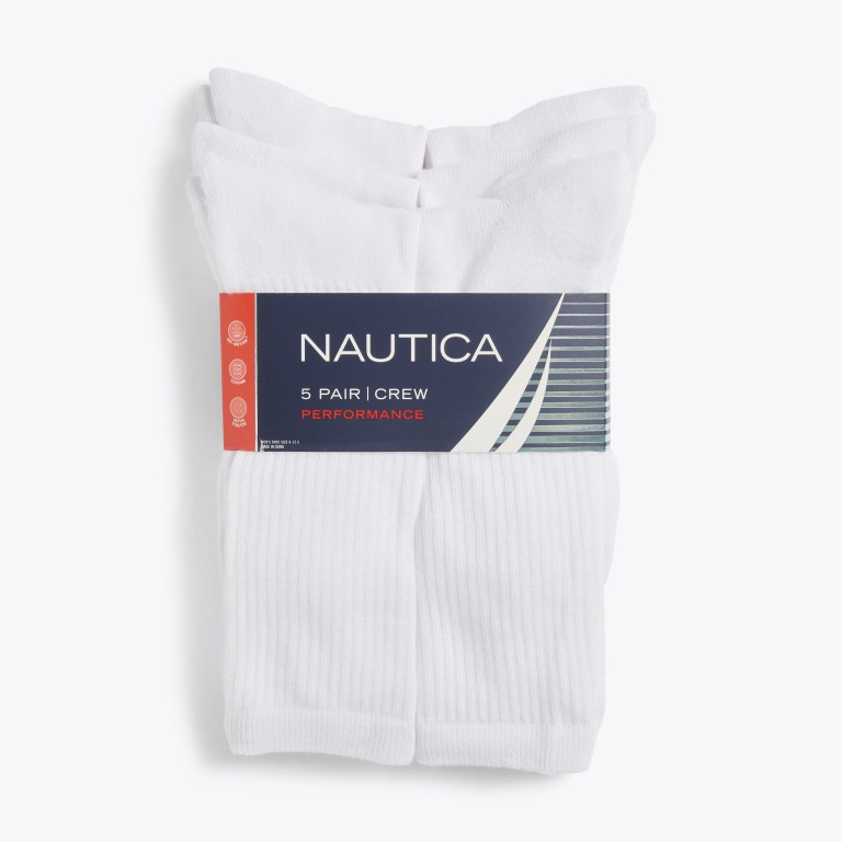 Multicolor Men\'s Nautica Athletic Crew , 5-pack Socks | 15NvDFFt