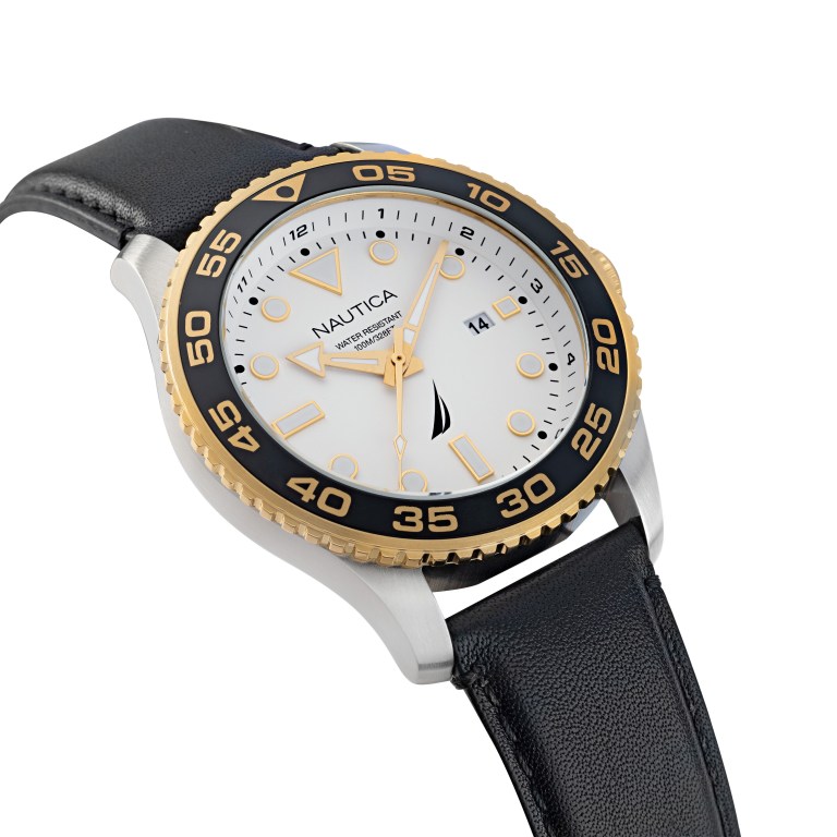 Multicolor Men's Nautica Pacific Beach Stainless Steel And Leather Watches | hLIMR5zl