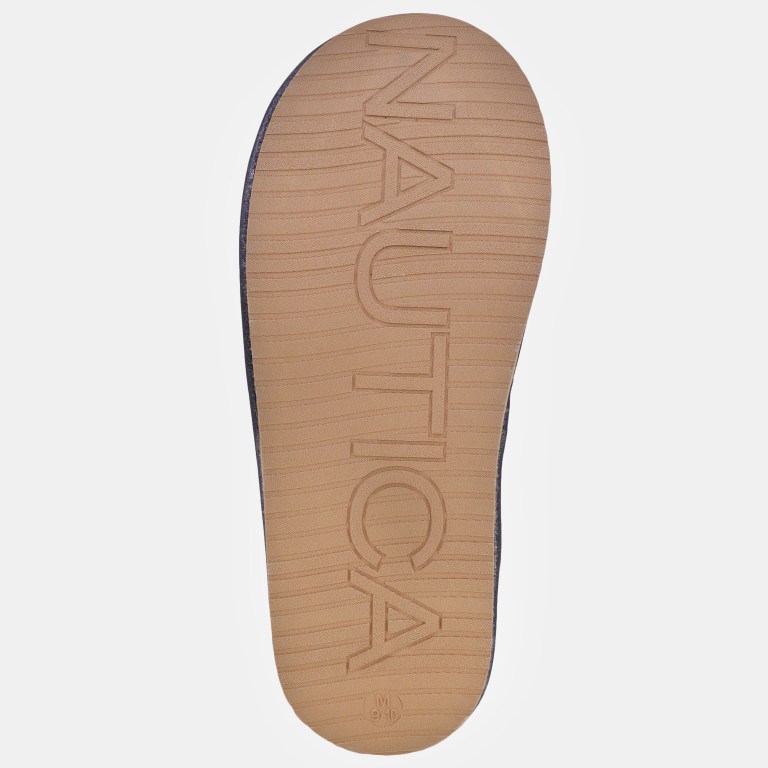 Navy Men's Nautica Plaid Micro Suede Slippers | 51Pgucct