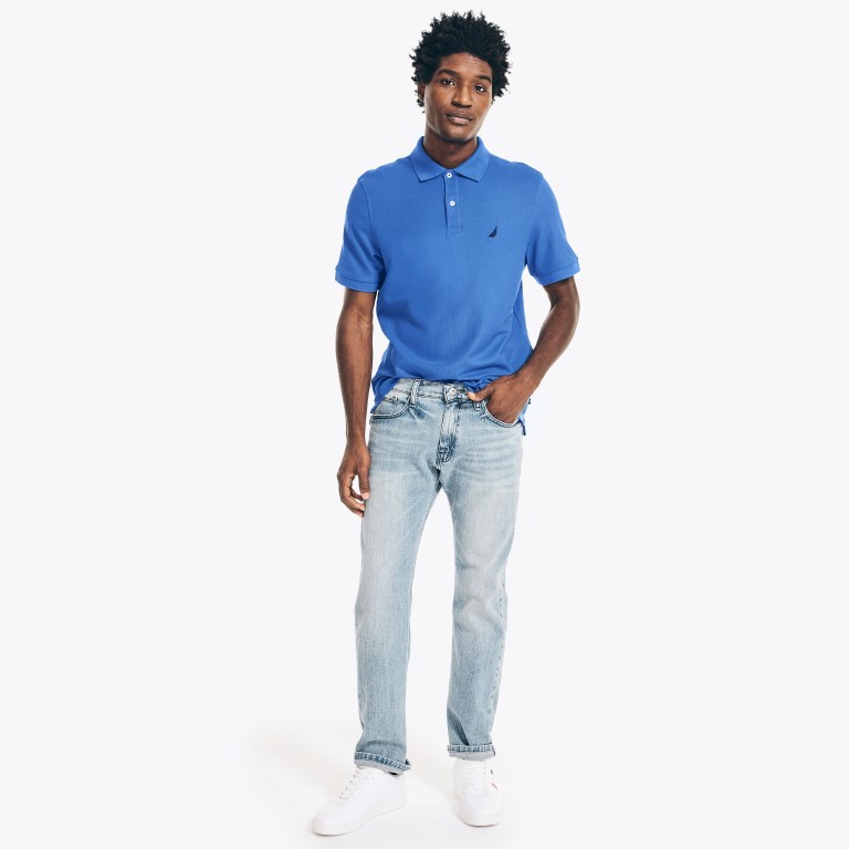Navy Men's Nautica Sustainably Crafted Deck Polo Shirts | nAHMYOki