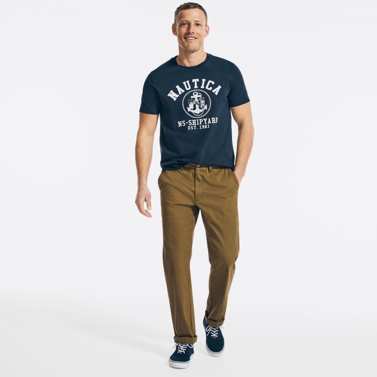 Navy Men's Nautica Sustainably Crafted Ns-83 Graphic T Shirts | Ni2yXxOs
