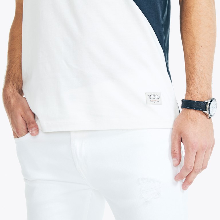 Navy Men's Nautica Sustainably Crafted Nautica Co. Colorblock T Shirts | rz926Cwu