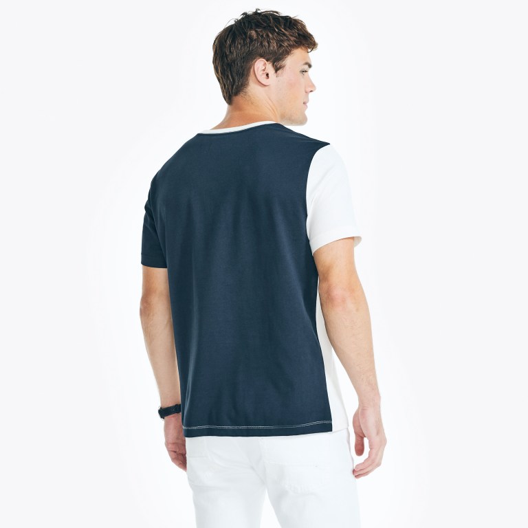 Navy Men's Nautica Sustainably Crafted Nautica Co. Colorblock T Shirts | rz926Cwu