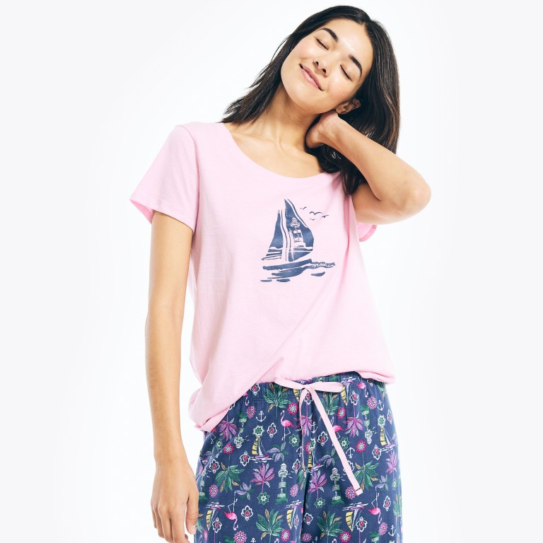 Navy Women's Nautica Floral Print Pajama Set Sleepwear | pTVRw29Y
