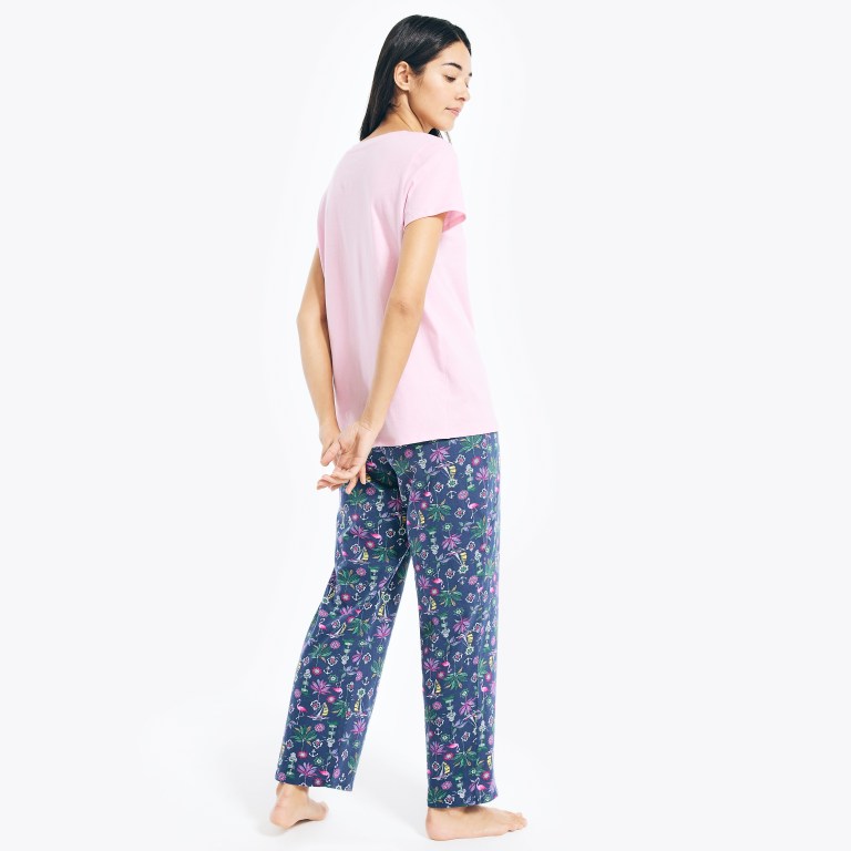 Navy Women's Nautica Floral Print Pajama Set Sleepwear | pTVRw29Y