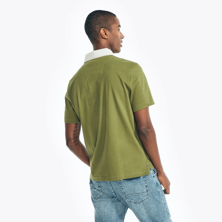 Olive Men's Nautica Classic Fit Rugby Chest-stripe Polo Shirts | tCIgosYO
