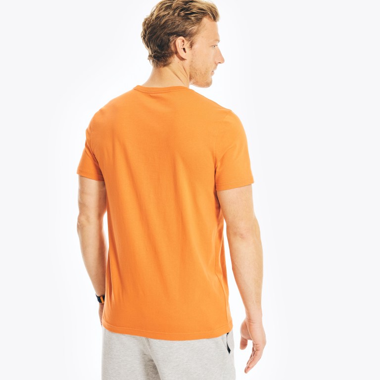 Orange Men's Nautica Solid Crewneck T Shirts | OhvVOdEx