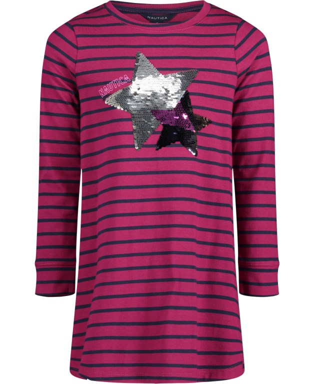 Pink Girls\' Nautica Toddler Star Sequin Ruffle (2t-4t) Dress | pn3wCxui