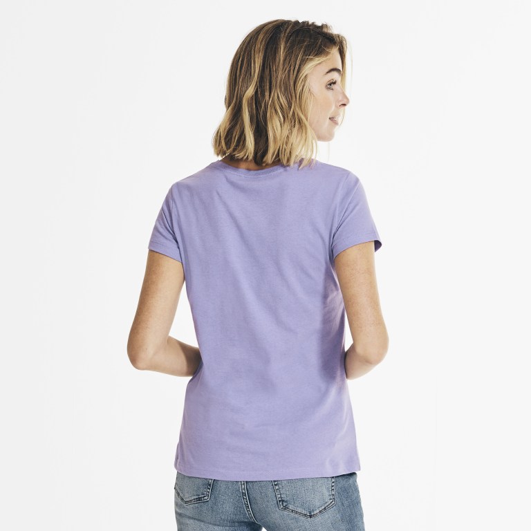 Purple Women's Nautica Metallic Foil Graphic T Shirts | Pd4ckFcI