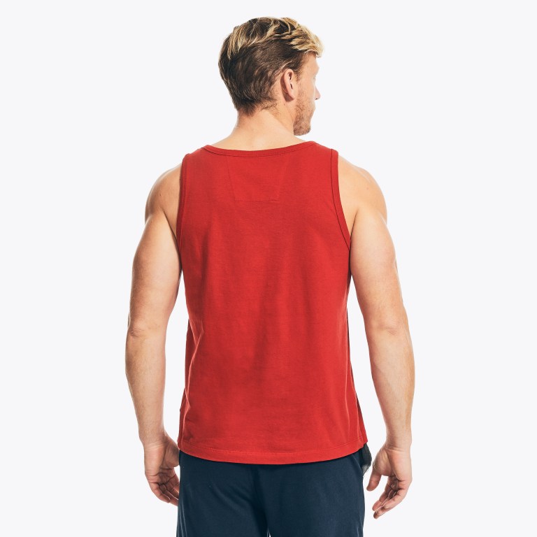 Red Men's Nautica Logo Graphic Sleep Tank T Shirts | fkH2xdVS