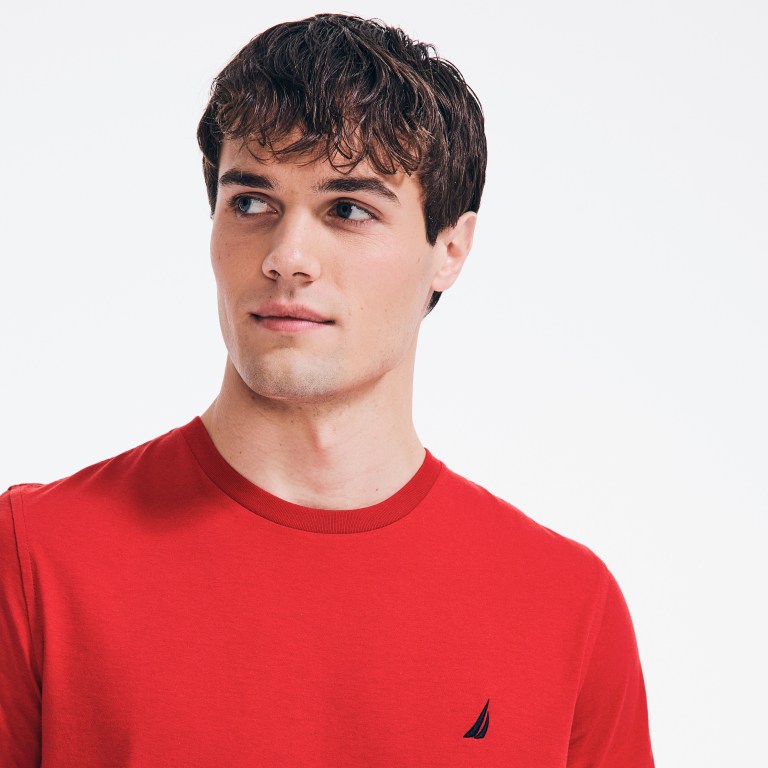 Red Men's Nautica Premium Cotton Crewneck T Shirts | qkcz0G4p