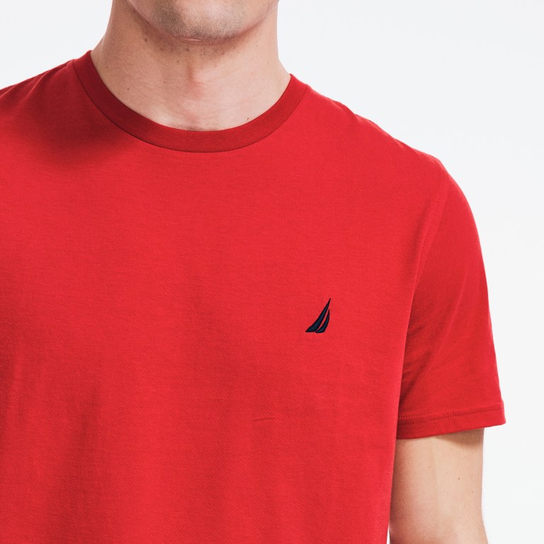 Red Men's Nautica Premium Cotton Crewneck T Shirts | qkcz0G4p