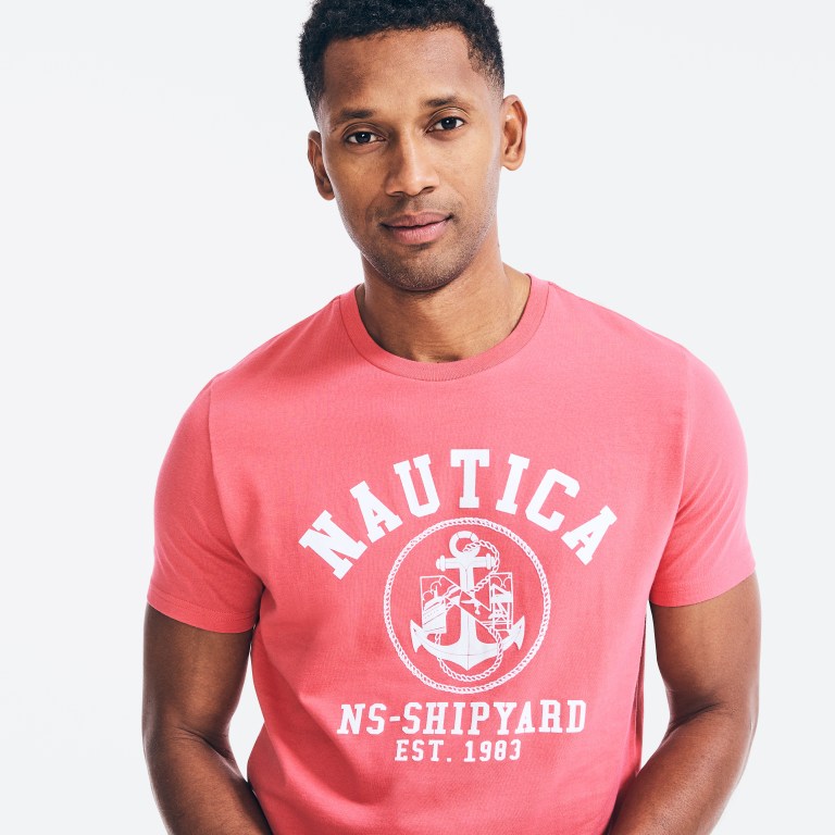 Red Men's Nautica Sustainably Crafted Ns-83 Graphic T Shirts | vzMlSq5u