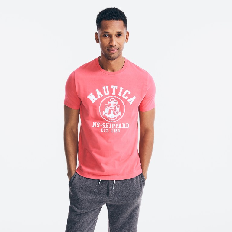 Red Men\'s Nautica Sustainably Crafted Ns-83 Graphic T Shirts | vzMlSq5u