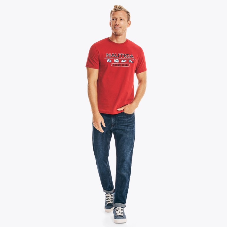 Red Men's Nautica Yacht Club Graphic T Shirts | GLBFIVsR