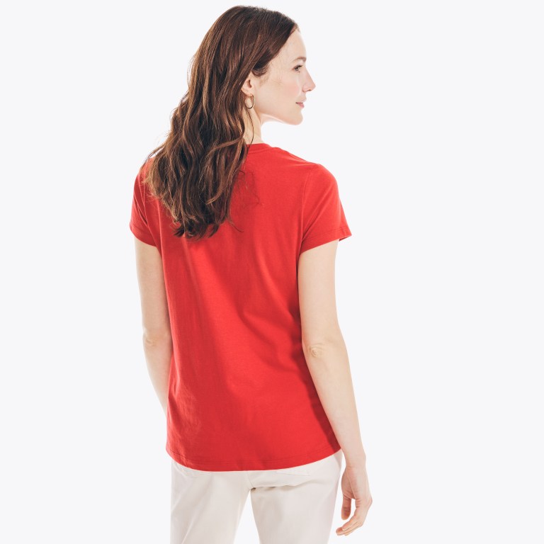 Red Women's Nautica Logo Graphic T Shirts | m5FmFa5s