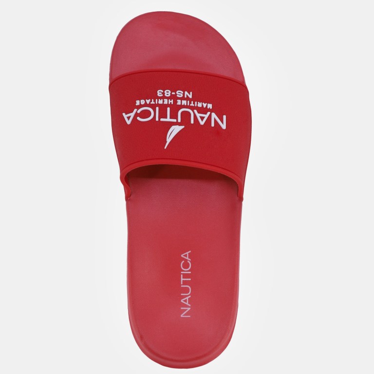 Red Women's Nautica Ns-83 Logo Slides | 1AAg7J9W