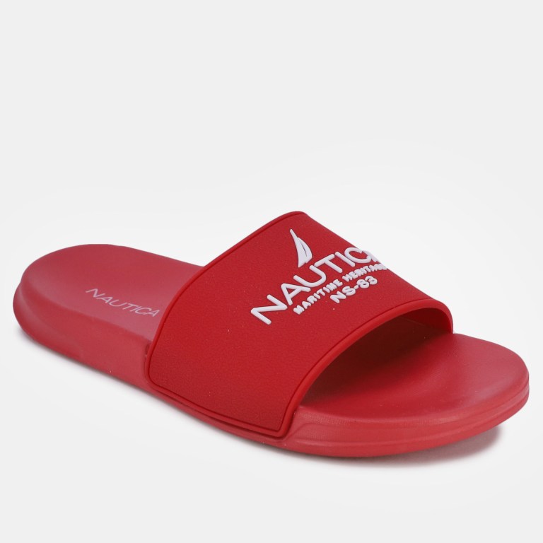 Red Women\'s Nautica Ns-83 Logo Slides | 1AAg7J9W