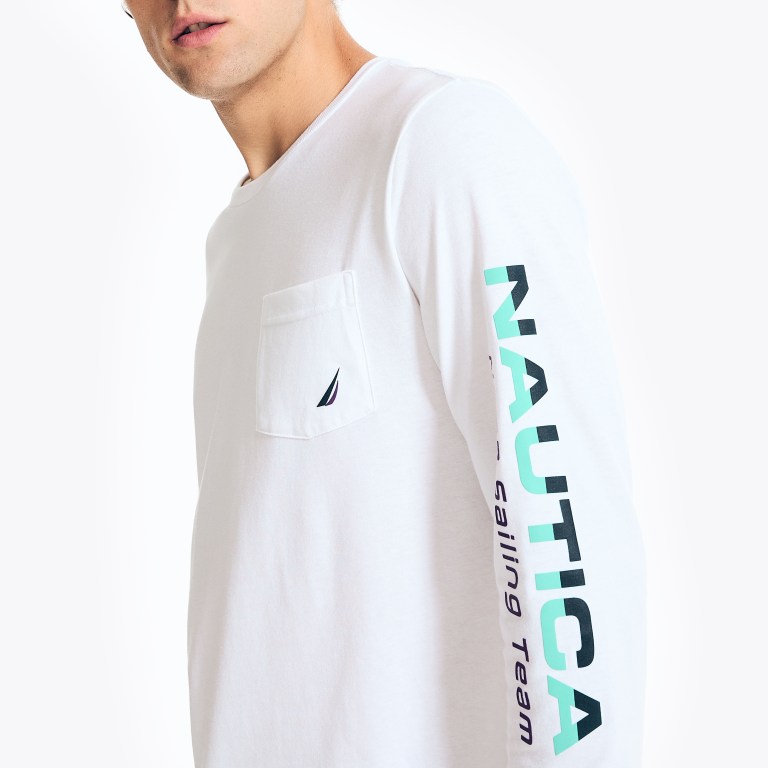 White Men's Nautica Competition Sustainably Crafted Long-sleeve Graphic T Shirts | qUB1lKJ4