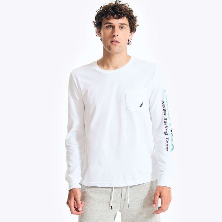 White Men\'s Nautica Competition Sustainably Crafted Long-sleeve Graphic T Shirts | qUB1lKJ4
