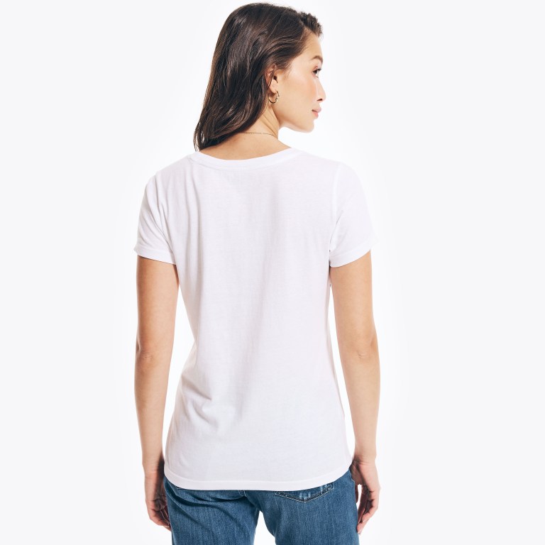White Women's Nautica Nautica Co. Logo T Shirts | tLRoBUco