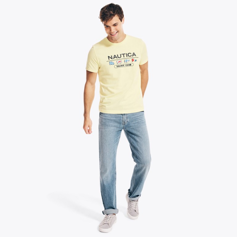Yellow Men's Nautica Yacht Club Graphic T Shirts | yWff1KPB
