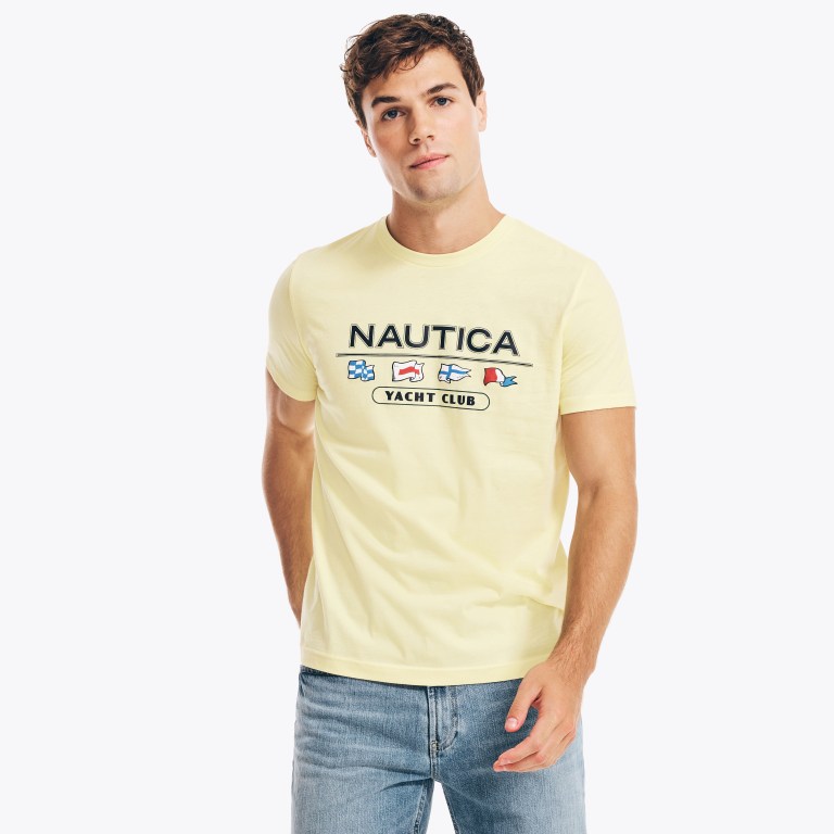 Yellow Men\'s Nautica Yacht Club Graphic T Shirts | yWff1KPB