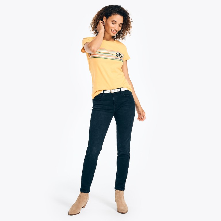 Yellow Women's Nautica Nautica Co. Logo T Shirts | q899UnCF
