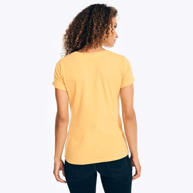 Yellow Women's Nautica Nautica Co. Logo T Shirts | q899UnCF